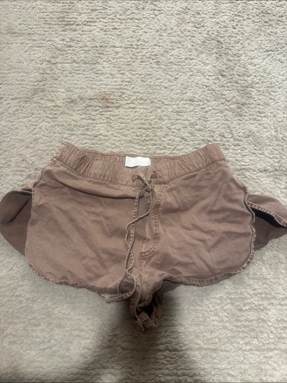 Zara Women's Drawstring Athletic Shorts in Mauve Taupe